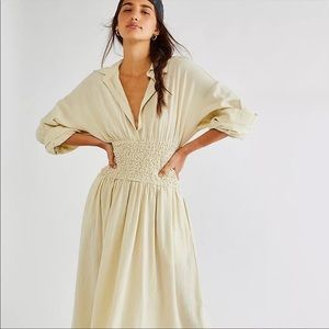 Free People Monika Shirt Dress - XS - Opal Silk (Tan)